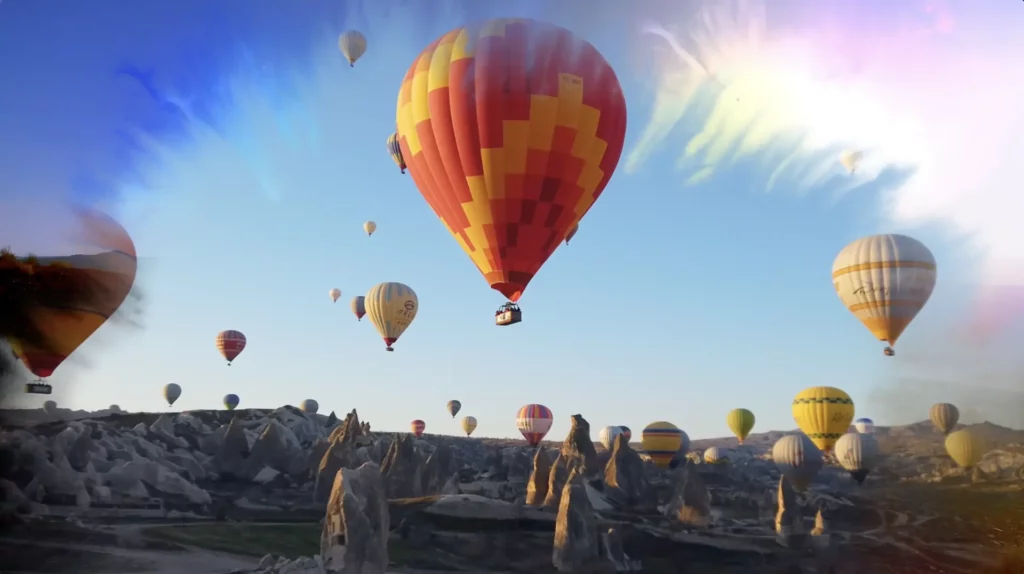 Hot air balloons in cappadocia.